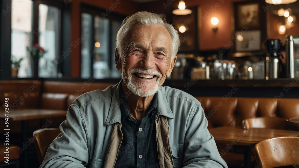 elderly caucasian boy cafe restaurant background portrait elderly caucasian boy cafe restaurant background portrait