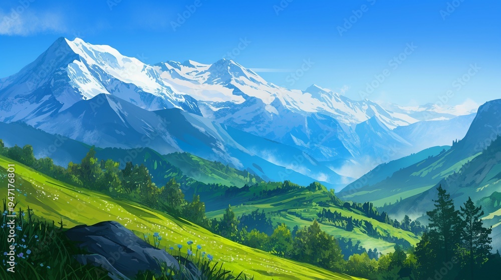 Obraz premium 雄大な山岳風景13