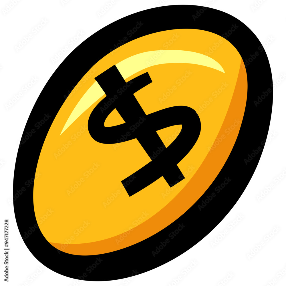 Gold coin representing money, finance, and wealth, handdrawn doodle style. Gold coin representing money, finance, and wealth, handdrawn doodle style.
