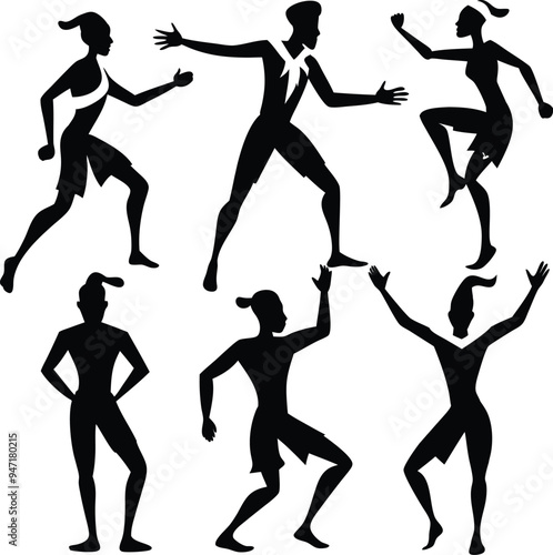 People Dancing Outline Silhouette Graphics Collection
