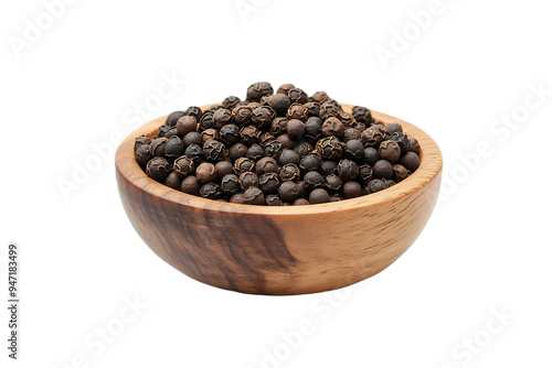 peppercorn in wood bowl isolated on transparent png