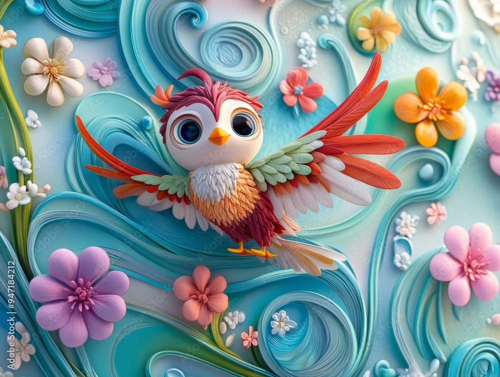 Enchanting 3D Whimsical Falcon in Vibrant Pastel Waves | Claymation Anime Style Art Enchanting 3D Whimsical Falcon in Vibrant Pastel Waves | Claymation Anime Style Art