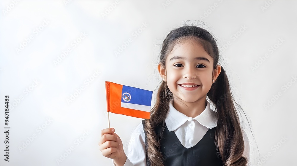 Paraguayan Schoolgirl Proudly Holding Her National Flag Paraguayan Schoolgirl Proudly Holding Her National Flag