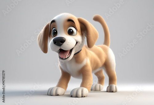 Cartoon Puppy with Big Eyes and a Smile photo