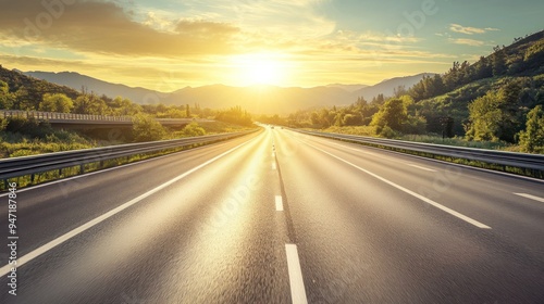 A Scenic Highway Road at Sunset