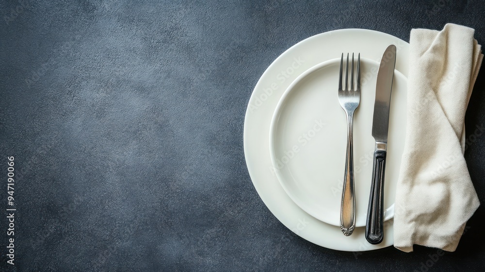 Table Setting Restaurant: Plate, Knife, and Fork with Copy Space. Table Setting Restaurant: Plate, Knife, and Fork with Copy Space.