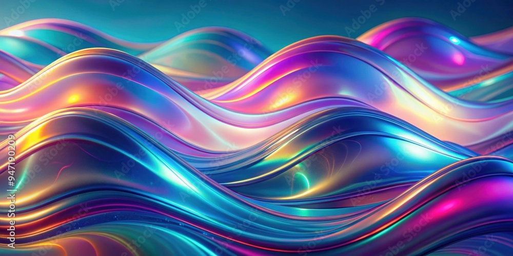 Holographic abstract waves background with futuristic design, holographic, abstract, waves, background, futuristic, colorful