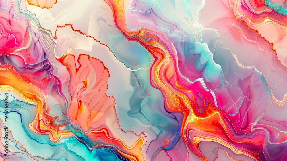Abstract Swirling Pattern with Pink, Blue, and Gold Tones Abstract Swirling Pattern with Pink, Blue, and Gold Tones