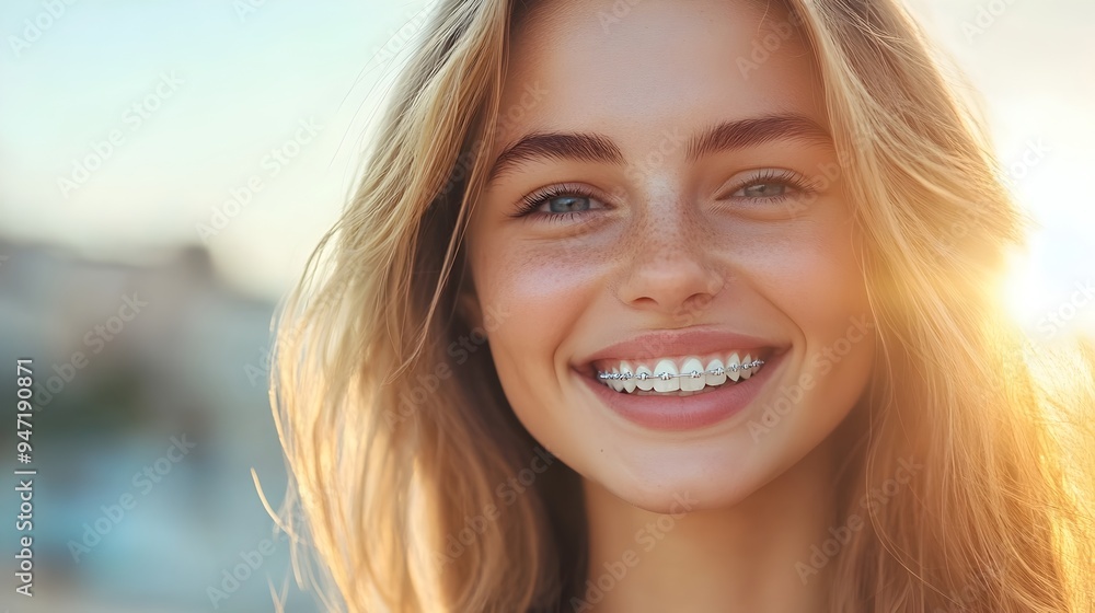Smiling Woman Displaying Bright and Healthy Teeth After Orthodontic Care Smiling Woman Displaying Bright and Healthy Teeth After Orthodontic Care