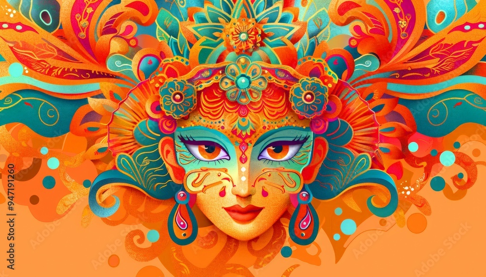 cartoon portrait indian goddess durga for happy dussehra or shubh navratri festival of india, watercolour, dark background, holiday greeting card cartoon portrait indian goddess durga for happy dussehra or shubh navratri festival of india, watercolour, dark background, holiday greeting card