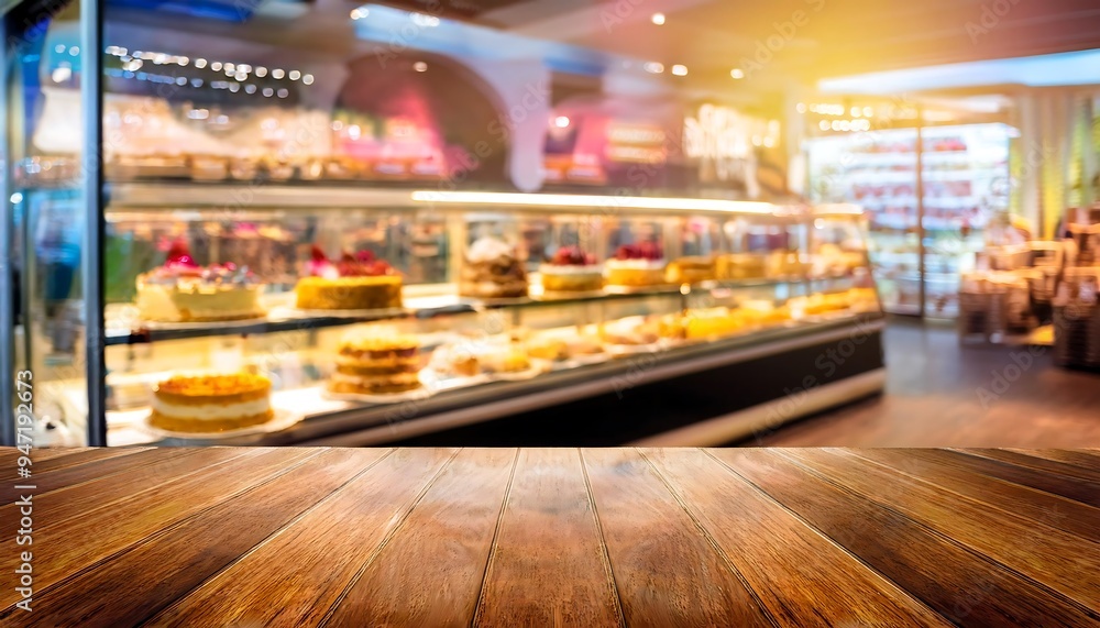 Blurred view of bakery and food in cafe Blurred view of bakery and food in cafe