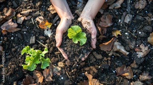 Wallpaper Mural Hands Holding Young Plant with Soil Torontodigital.ca