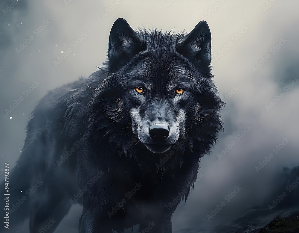 Black wolf in forest Black wolf in forest