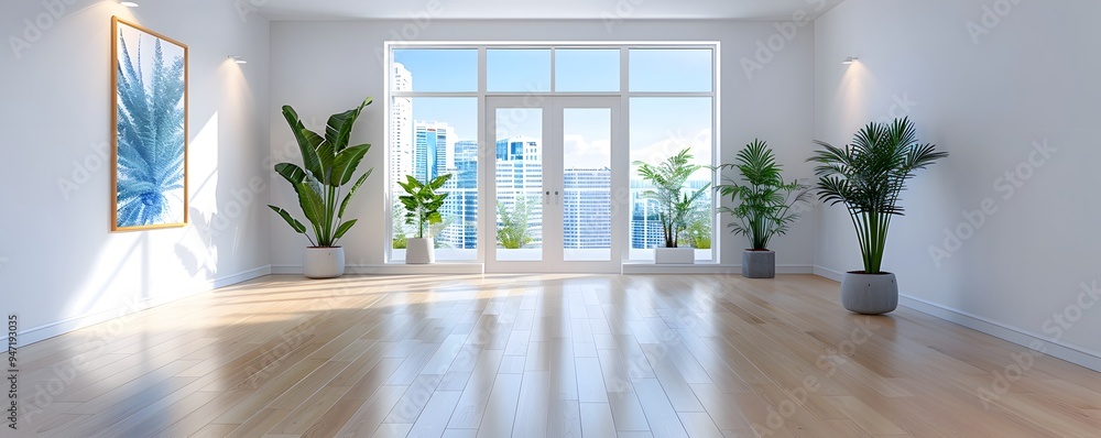Minimalist Living Room With Large Windows Minimalist Living Room With Large Windows