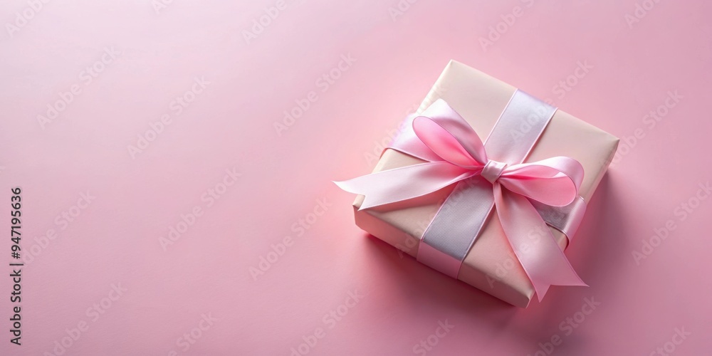 Pink pastel background with a beautifully wrapped gift box, perfect for engagements, gift box, engagement, surprise, present Pink pastel background with a beautifully wrapped gift box, perfect for engagements, gift box, engagement, surprise, present
