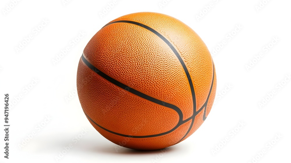 Vibrant Leather Basketball on Plain Background for Sports Imagery Vibrant Leather Basketball on Plain Background for Sports Imagery