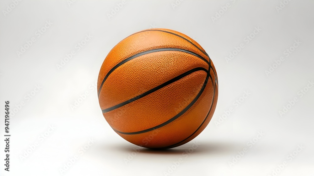 Vibrant Orange Basketball on White Backdrop Showcasing Sporting Equipment Vibrant Orange Basketball on White Backdrop Showcasing Sporting Equipment
