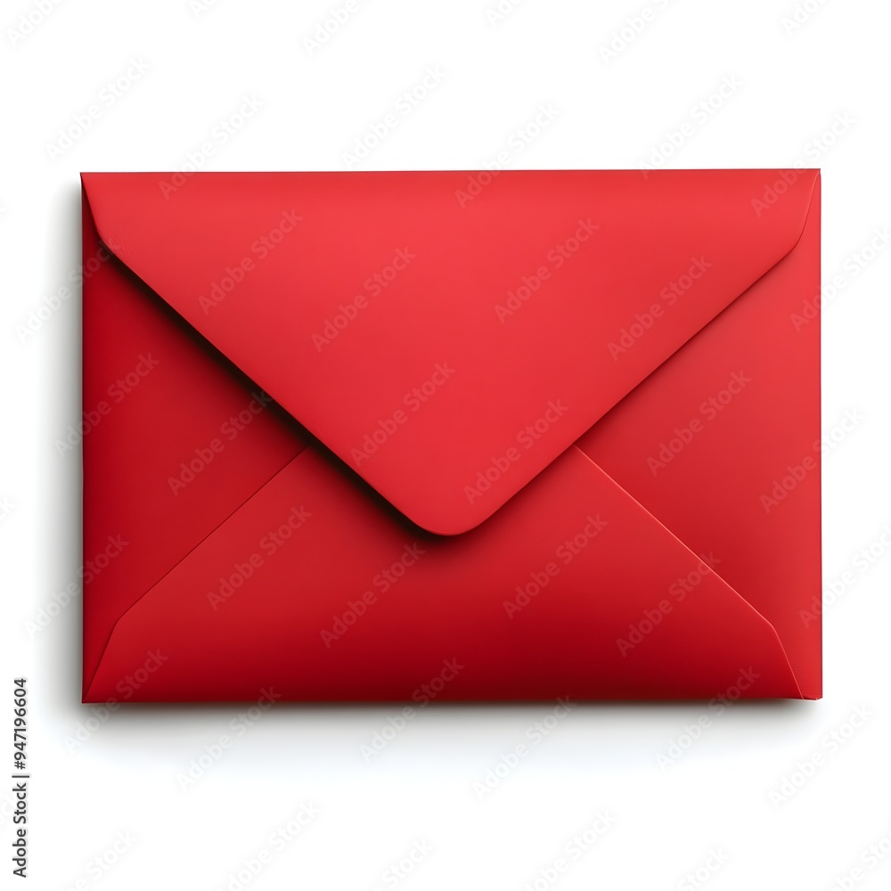 Vibrant Red Envelope on Minimalist White Background Vibrant Red Envelope on Minimalist White Background