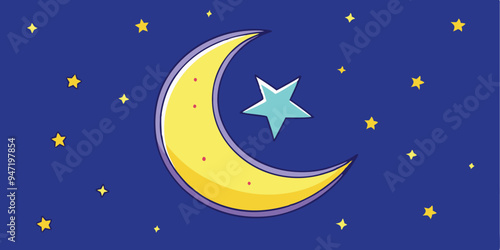 moon and stars vector design