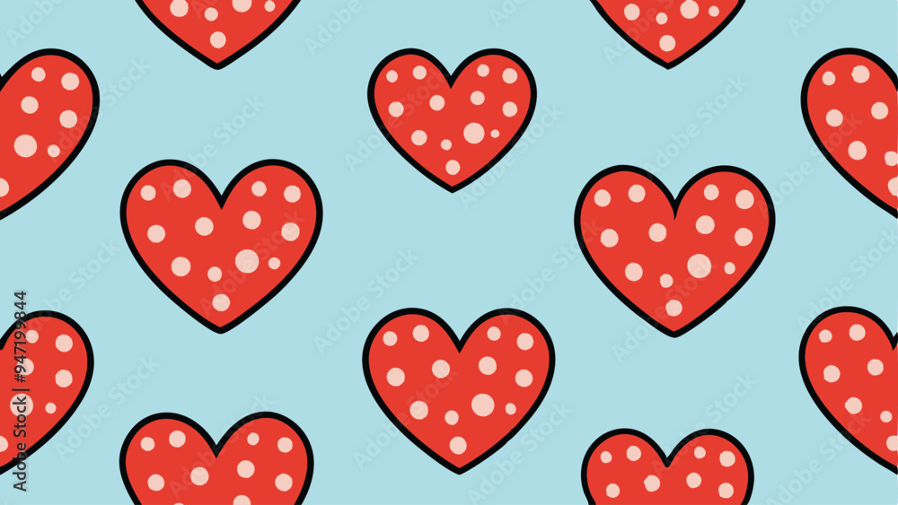 Naklejka premium vector seamless pattern with red hearts. valentines day background
