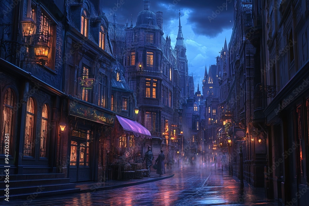 Rainy Night in an Old European City Rainy Night in an Old European City