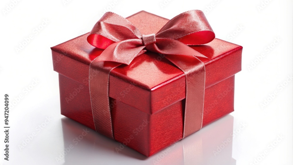Red gift box with a shiny bow and ribbon, present, surprise, celebration, holiday, birthday, Christmas, package, festive, red Red gift box with a shiny bow and ribbon, present, surprise, celebration, holiday, birthday, Christmas, package, festive, red