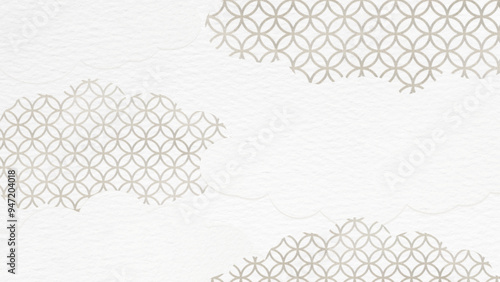 日本の伝統的な雲の模様。上品な白の和紙バナー背景