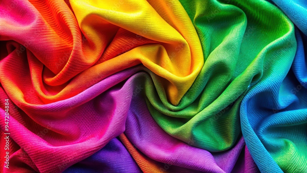 Obraz premium Vibrant coloured cloth fabric with wrinkled texture for background , textile, fabric, vibrant, colourful, wrinkled