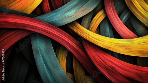 Abstract colorful thin wood lines on a dynamic futuristic background, blending vibrant colors with natural textures