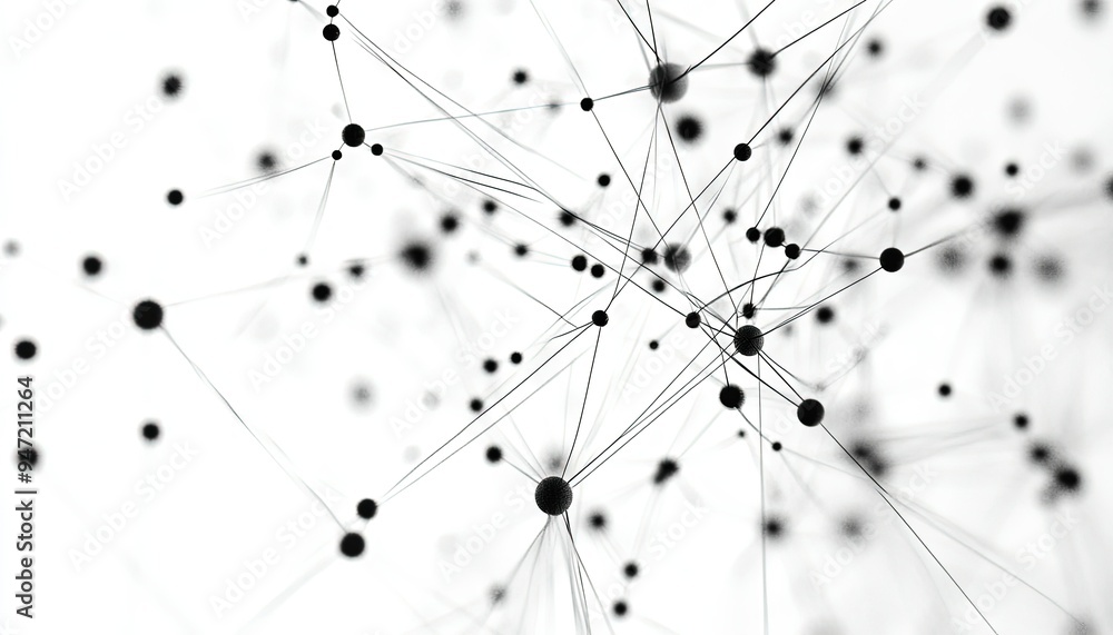 Abstract Network of Black Spheres and Lines on White Background Abstract Network of Black Spheres and Lines on White Background