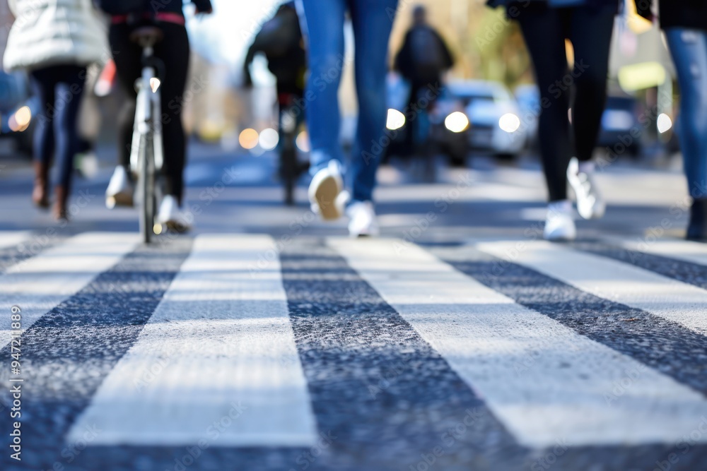 Fototapeta premium Crossing the Street in the City