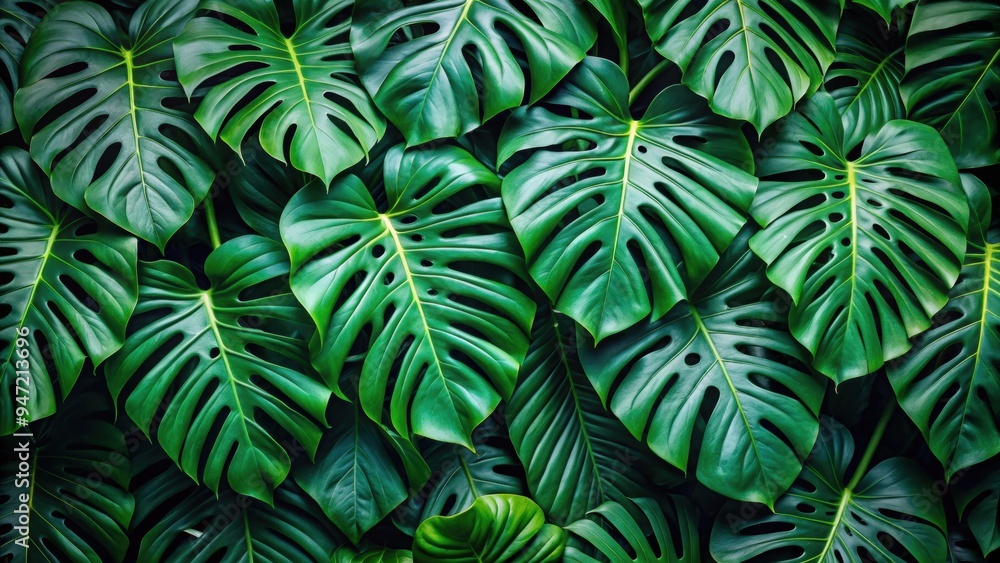 Lush collection of monstera leaves in a tropical rainforest , jungle, exotic, greenery, foliage, tropical, nature, growth, wild Lush collection of monstera leaves in a tropical rainforest , jungle, exotic, greenery, foliage, tropical, nature, growth, wild