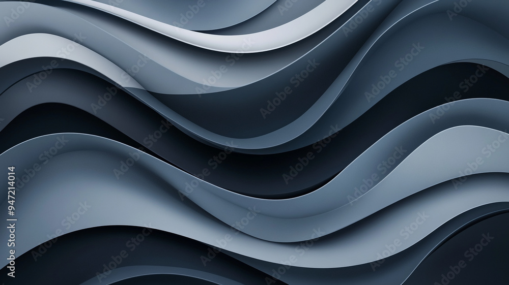 Fototapeta premium Abstract wavy patterns in dark shades of blue and grey create a dynamic visual texture that captures movement in design