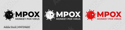Set of design warning text for monkeypox or mpox alerts