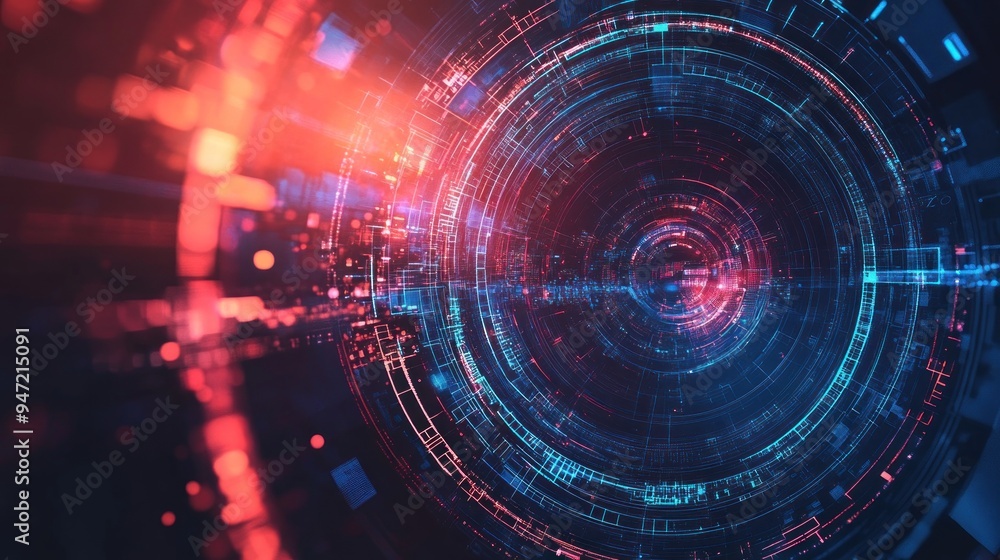 Abstract digital art with glowing circles Abstract digital art with glowing circles