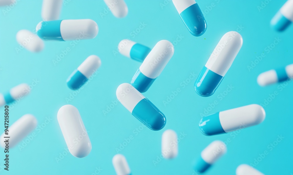 capsules on a blue background capsules on a blue background