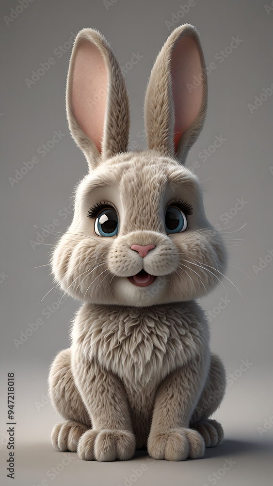 Obraz premium Cute Cartoon Bunny in 3D Animation Style with Adorable Features