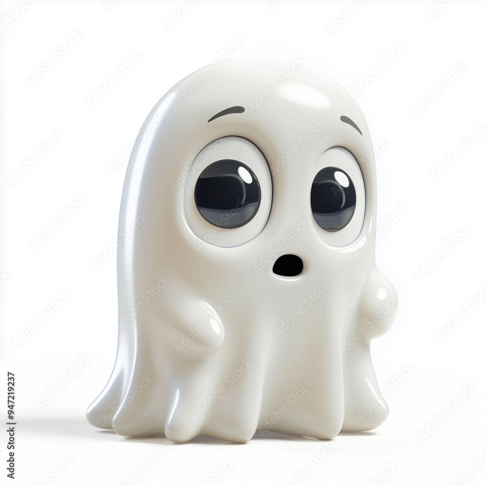 Cute Cartoon Ghost Peeking from Corner with Wide Eyes, Slightly Transparent, Minimalistic Style, Soft Shadows, Smooth Curves Cute Cartoon Ghost Peeking from Corner with Wide Eyes, Slightly Transparent, Minimalistic Style, Soft Shadows, Smooth Curves