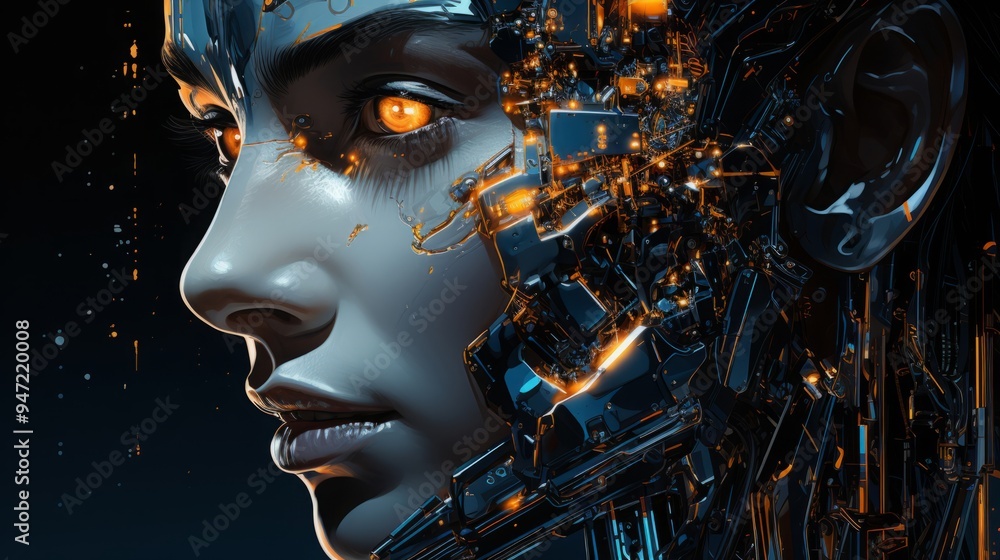 アンドロイドイメージ 顔のクローズアップ,Generative AI AI画像 アンドロイドイメージ 顔のクローズアップ,Generative AI AI画像