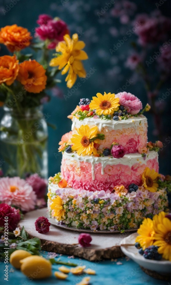 cake decorated with flowers cake decorated with flowers
