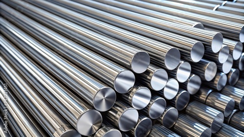 Round steel bars for industrial use, steel, bars, round, metal, construction, industrial, manufacturing, material, metallic photo