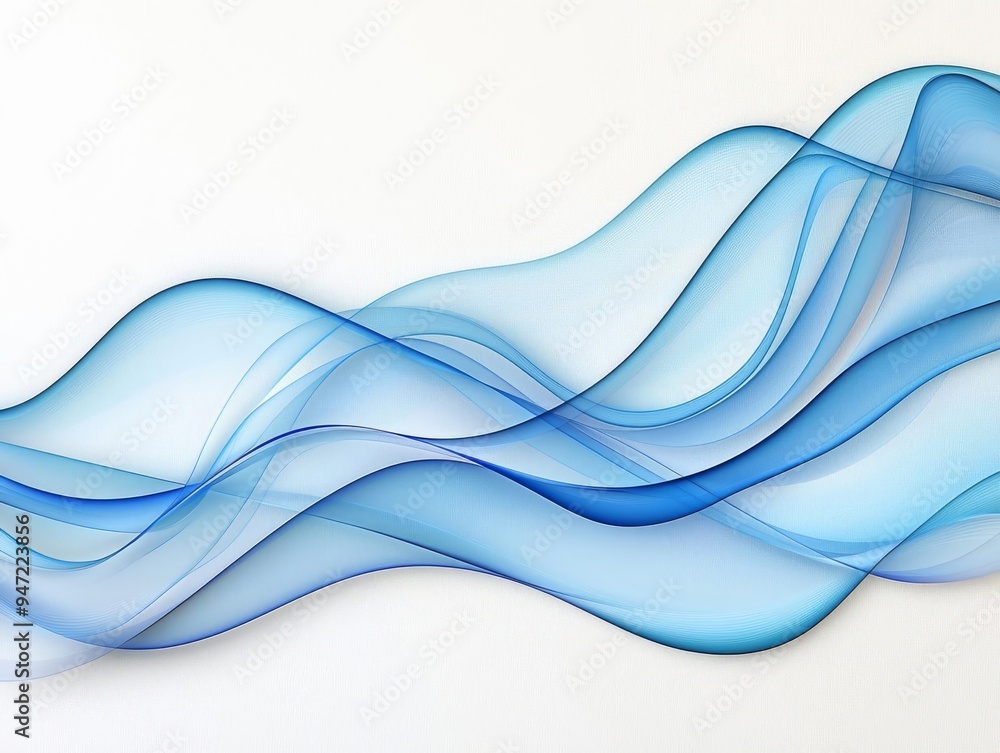 Abstract waves, flowing lines with cool blue hues, watercolor background Abstract waves, flowing lines with cool blue hues, watercolor background