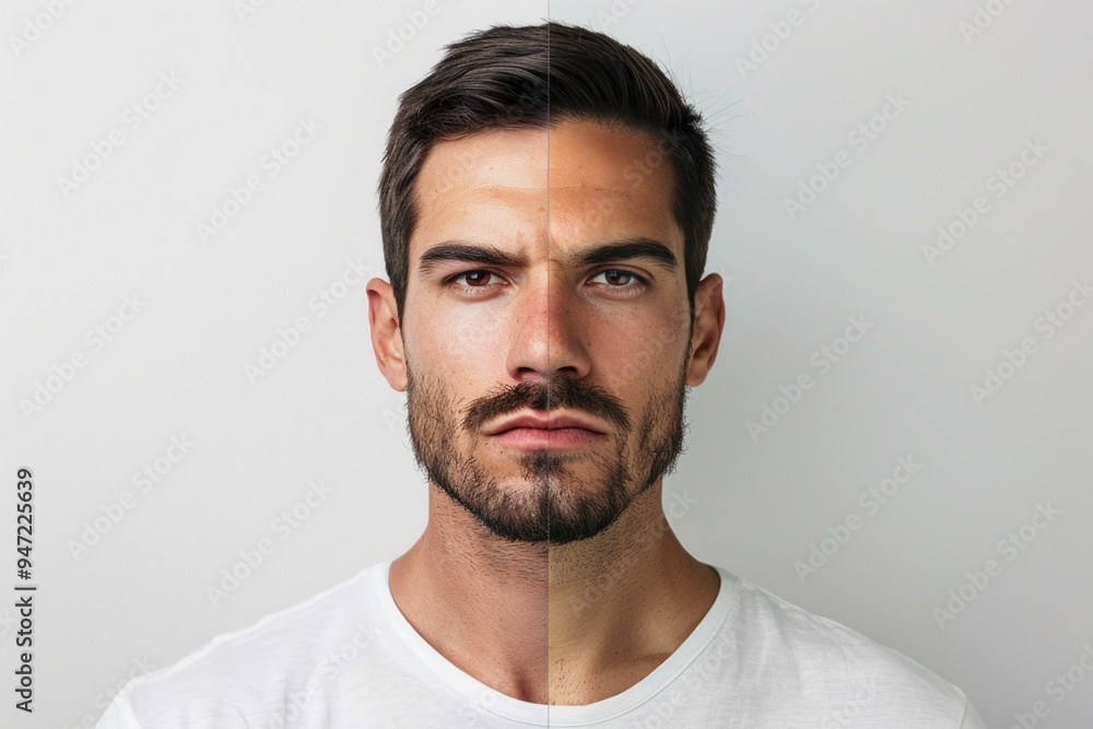 Fototapeta premium A person with facial hair in a casual attire
