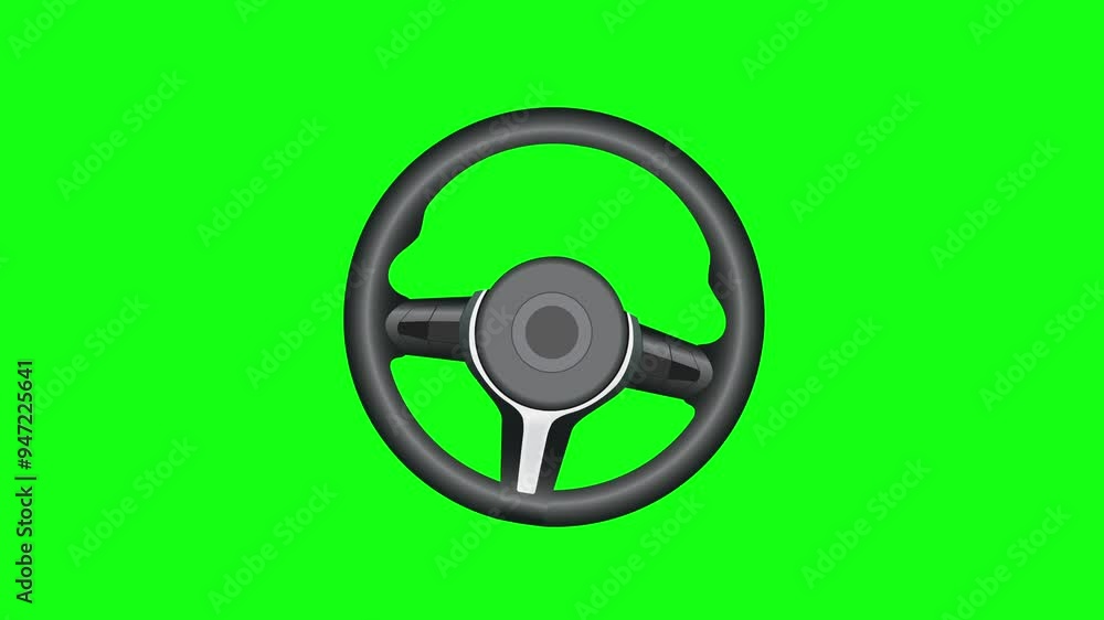 Steering Wheel movement 4K Animation on Green Screen for keying, Seamless Loop. Car steering wheel rotating in left and right direction Steering Wheel movement 4K Animation on Green Screen for keying, Seamless Loop. Car steering wheel rotating in left and right direction