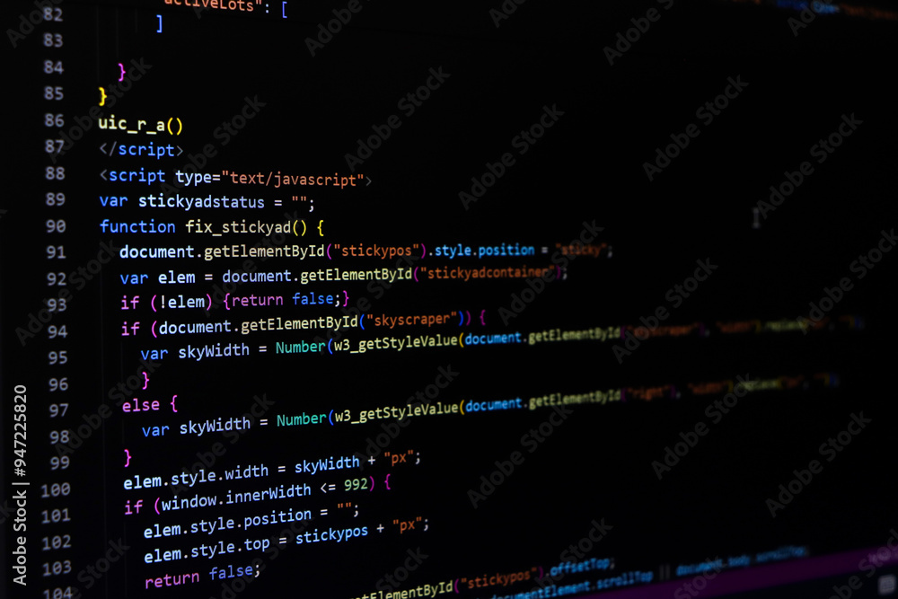 Software source code. Programming code. Programming code on computer ...