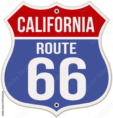 California Route 66 road sign vector illustration