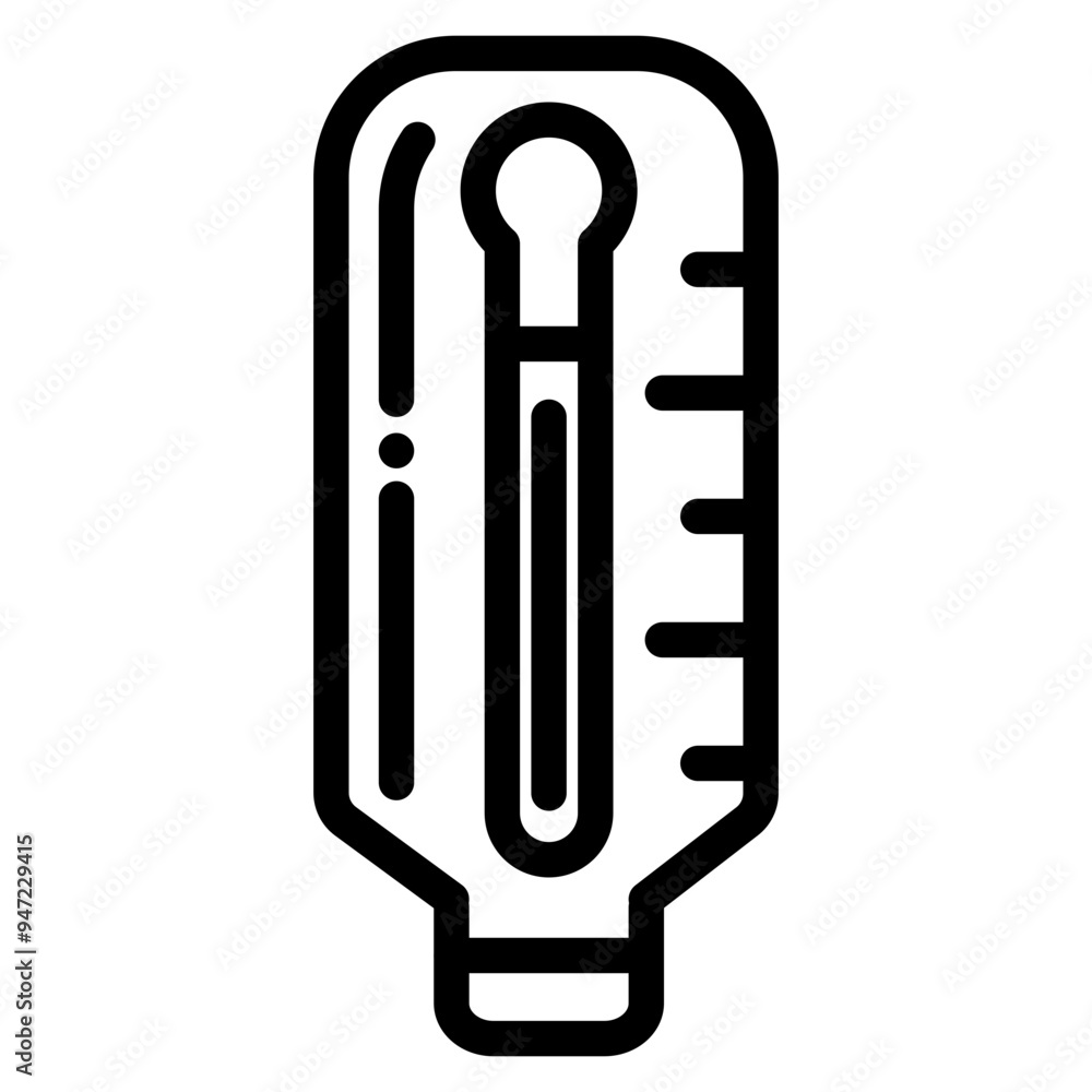 Thermometer icon in line style is suitable as a symbol for checking body temperature, fever, and infographics about illness. Thermometer icon in line style is suitable as a symbol for checking body temperature, fever, and infographics about illness.