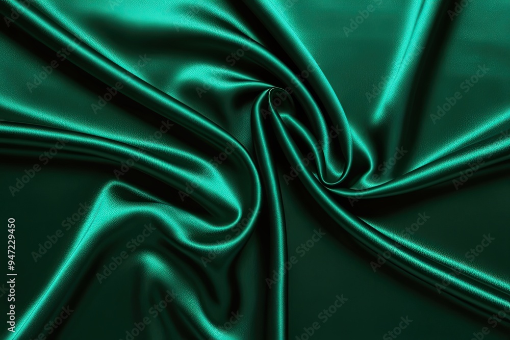 Obraz premium Polished Emerald Green Silk Cloth Texture Backdrop for Elegant Designs