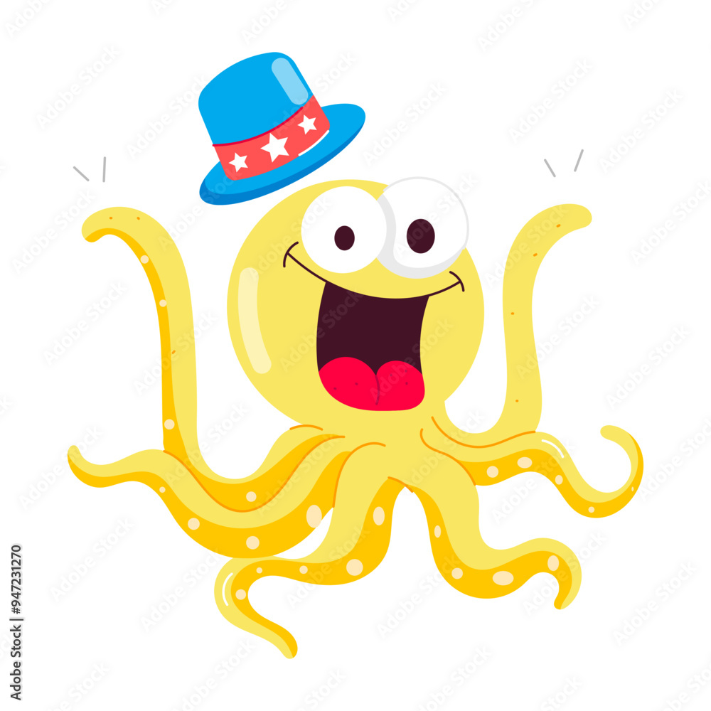 Cartoon style mascot of circus octopus
Cartoon style mascot of circus octopus