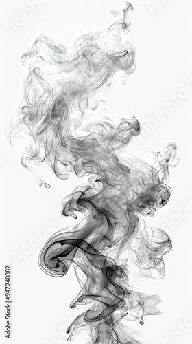 Abstract Art Of Liquid Dense Smoke Dark Grey and White Background